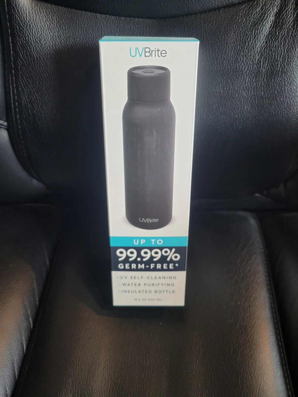 UVBrite Black Self-Cleaning Insulated Water Bottle
